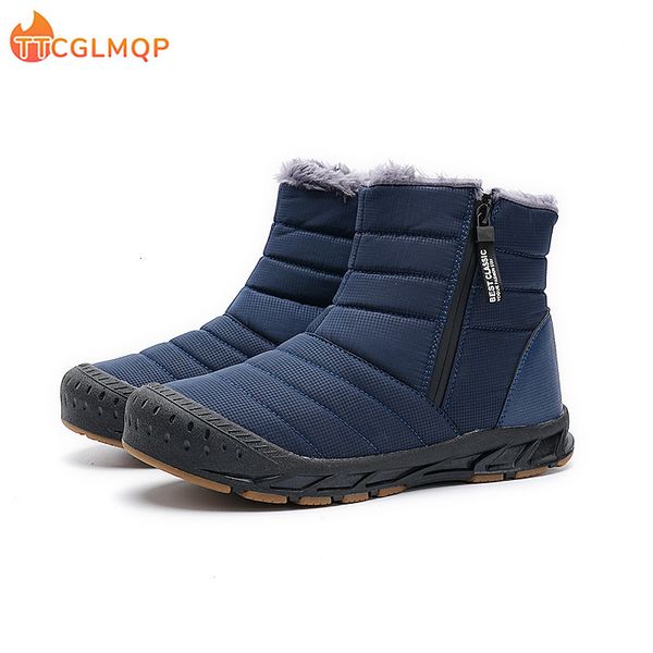 

boots men warm plush fur snow boots winter men ankle boot casual motorcycle boot waterproof men's boots big size 230830, Black