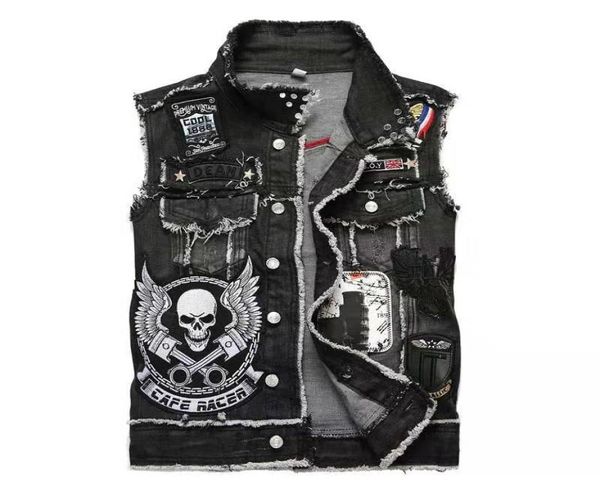 

mens 2019 luxury designer clothes chinese characters jeans jacket sleeveless embroidery man vest9313005, Black;white