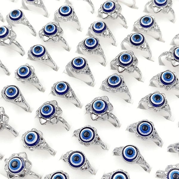 

lucky turkish evil eyes ring for women men design blue eye mixed size couple rings wedding jewelry friends gif, Silver
