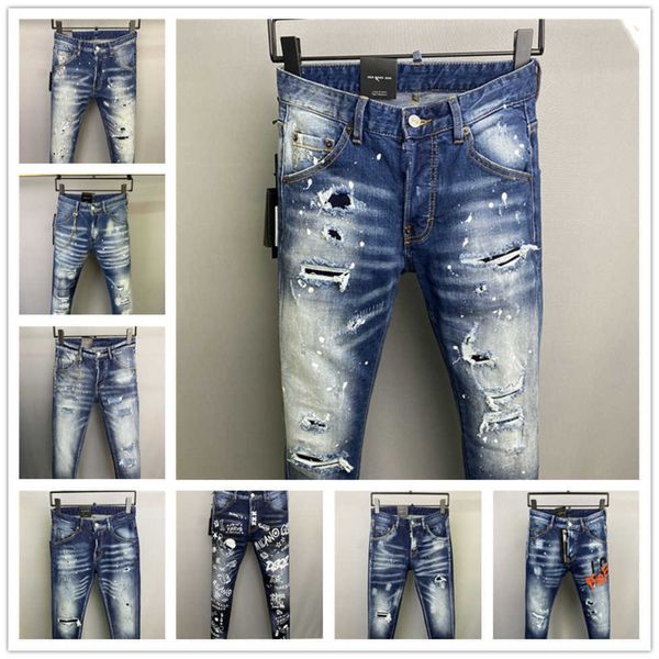 

2023 new arrivals d2 mens luxury purple designer denim jeans holes trousers dsquare jeans coolguy biker pants mens clothing 2x6qb, Blue