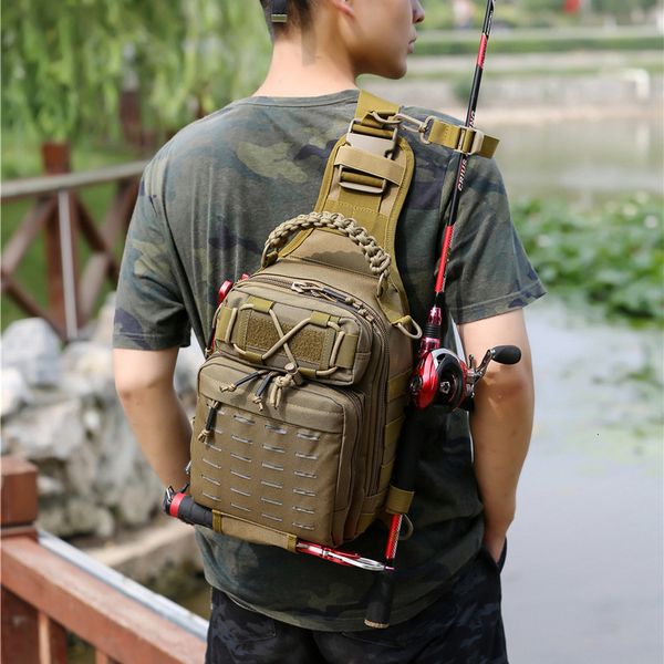

backpack laser molle military tactical camping bag backppack chest sling outdoor fishing rod bags men sports handbags shoulder bag 230830