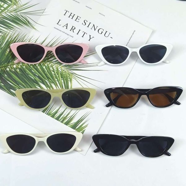

unique black narrow frame cat eye sunglasses for women high end sunblock fashionable glasses, White;black