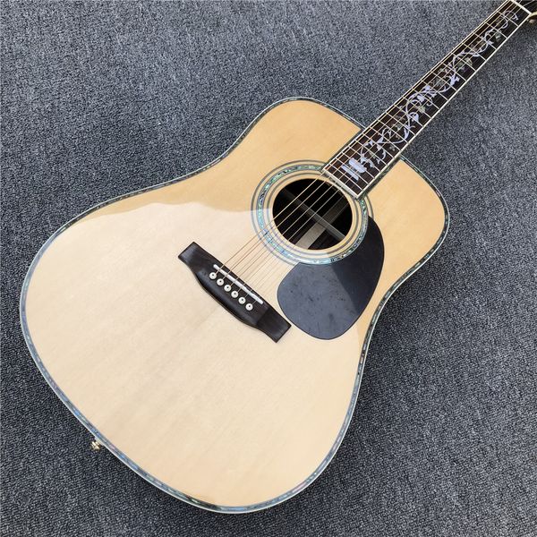 

41 inches d type solid spruce acoustic guitar abalone tree of life inlays rosewood back and sides guitarra