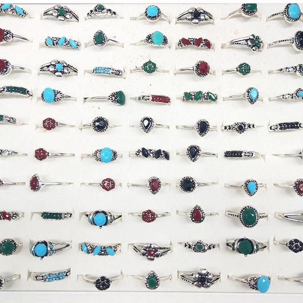 

50pcs/lot mixed lot antique silver color ring set for women wholesale, Golden;silver