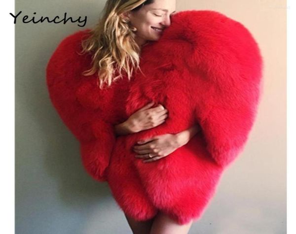

women039s fur yeinchy women fashion jacket ladies faux autumn and winter big red heart style coat fm62919383122, Black
