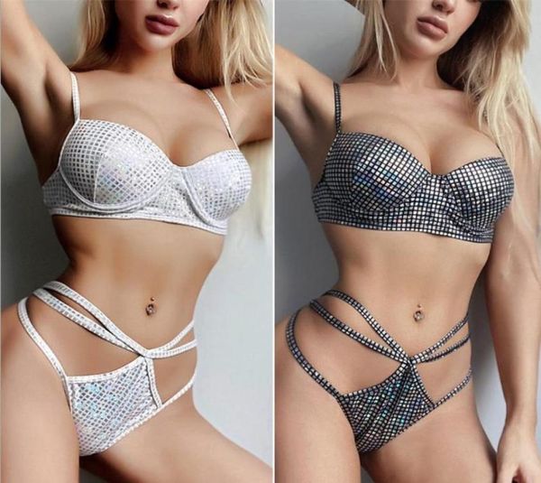 

women039s swimwear women pole dance clothing burning man festival outfit hollow shorts sequins metallic bikini gogo costum9044265, White;black