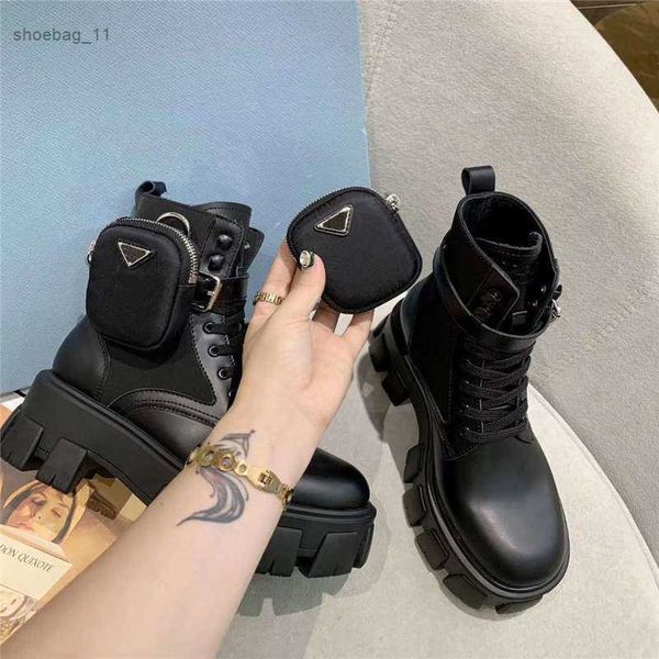 

boots designers women boots letter printing chunky heel shoes matte bright leather classic style boots small pocket ship with box 35-40, Black