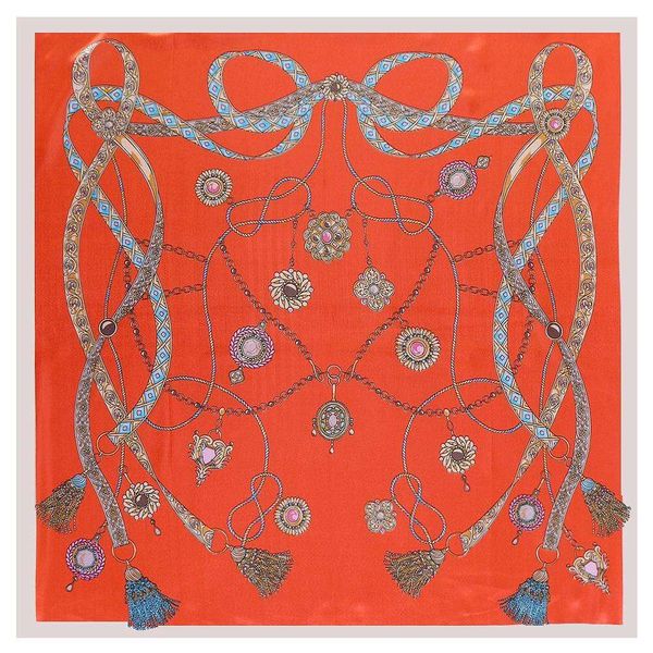 

mai tong style wrap chain rope tassel ladies silk scarf big square, Blue;gray