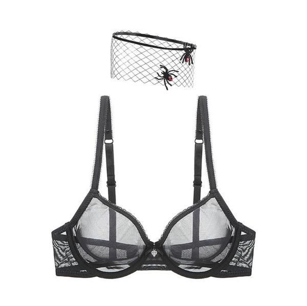 

bras women lace bra see through gauze mesh transparent ultra thin5960149, Red;black
