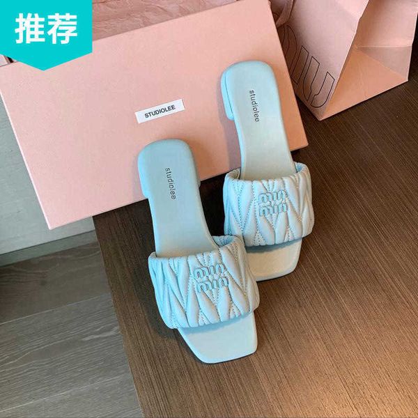 

designer slippers miui slipper fashion flat bottom beach slippers pink sandal girl outdoor slides bh0t