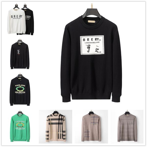 

designer men's sweater warm knitwear casual classic plaid stripes brand luxury plaid pullover a variety of styles and women's 3xl#, White;black