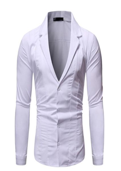 

dress shirt men039s long sleeve solid simple button cardigan casual slim fit shirt fashion men039s clothes blac8219978, White;black