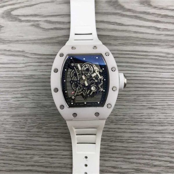 

milles watches richads mille mens business fashion trend full hollow out richad glow wine barrel shaped miller ceramic rubber, Slivery;golden