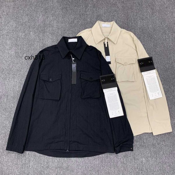 

designer stone pocket jackets island jacket long sleeve zipper badges men tshirt casual coat windbreaker embrodiery mens shirts coats, Black;brown