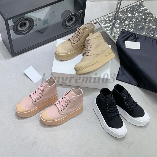 

designer casual shoes jane triomphe canvas sneakers women block wedge leather shoe calfskin thick soled rubber trainers, Black