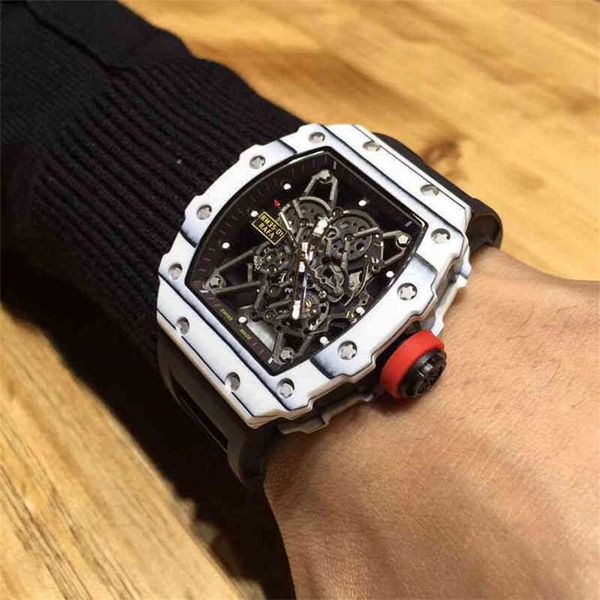 

business leisure carbon fiber mens automatic mechanical watch sports fashion full hollowed out waterproof personalized cool, Slivery;brown