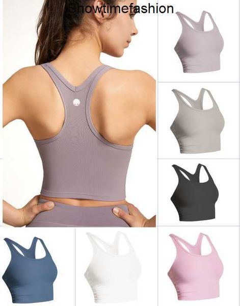 

lu 08 gym clothes women underwears yoga bra tank light support sports bra fitness lingerie breathable workout brassiere u back vest with re, White