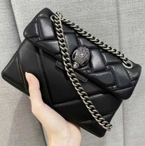 

evening bags kurt geiger london real sheepskin leather 5a chains cross body bag small flap handbag 20cm black golden/silver chain messenger