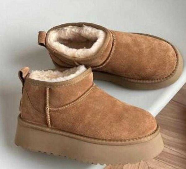 

boots women's mini snow boots women fashion thick bottom winter platforms warm booties chestnuth, Black