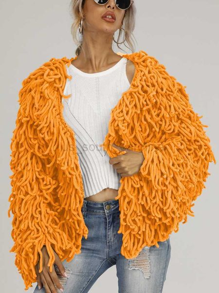 

women's fur faux fur jackets for wome new in fashionable plush tassel elegant temperament women's clothing streetwear especially w, Black