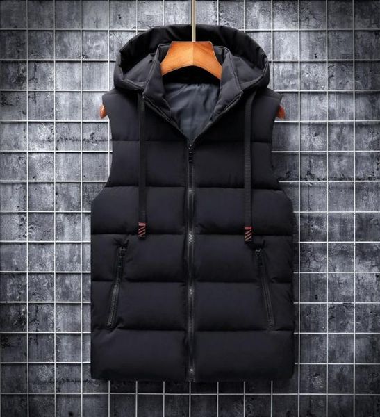 

men039s vests autumn winter 2021 vest men casual waistcoat sleeveless jackets woih hooded warm mens bodywarmer down for 6xl6110418, Black;white