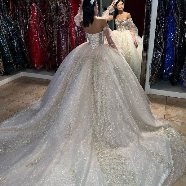 

sweetheart ball gown quinceanera dresses long sleeved beading crystal lace cinderella princess birthday party vestidos de, Blue;red