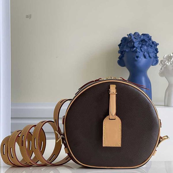 

10a l bag high imitation designer shoulder boite chapeau souple genuine leather roundbag m45647 20cm zl151
