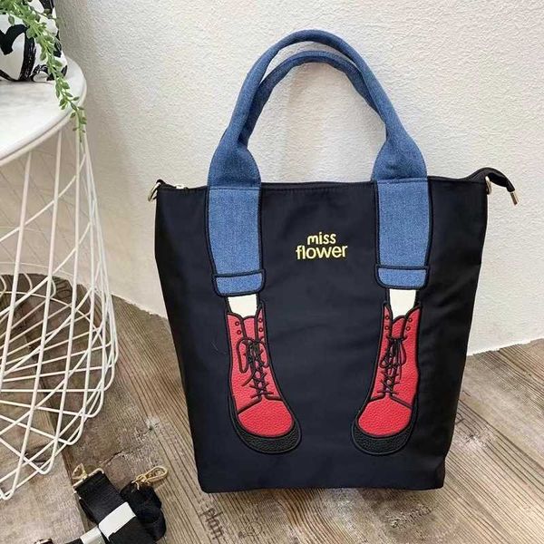 

multipurpose nylon cloth casual tote bag, embroidered leg backpack, waterproof, lightweight portable, one shoulder diagonal cross bag 230830