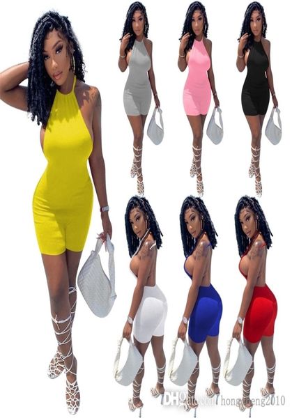 

designer summer jumpsuits for women 2022 hollow out backless one piece pants short rompers yoga bodysuits club wear7910342, Black;white