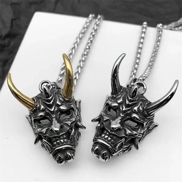 

navel bell button rings exquisite gothic ghost mask pendant necklace men s classic retro punk hip hop rock jewelry horror halloween gift 230, Silver