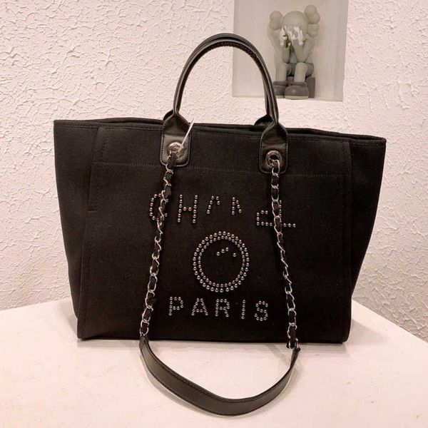 

women's classic luxury beach bags brand ch canvas handbag designer fashion backpacks pearl ladies large evening handbags girl purse wom