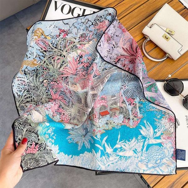 

double sided colored jungle silk wool scarf fashionable curling winter warm, Blue;gray