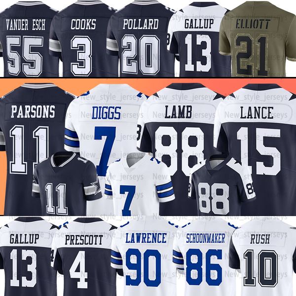 

15 trey lance football dallases cowboyes jersey micah parsons trevon diggs ceedee lamb dak prescott tony pollard luke schoonmaker michael ga, Black;red