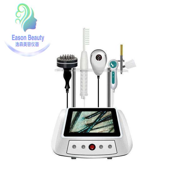 

high frequency 5 in 1 professional hair regrowth machine with scalp brush comb scalp massager laser machine for hair, Black