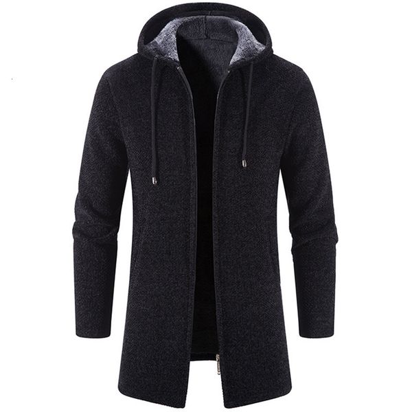 

men s sweaters 2023 winter fleece cardigan men thick hooded long sweaterscoat male warm knitted sweater jackets causal outwear windbreaker 2, White;black