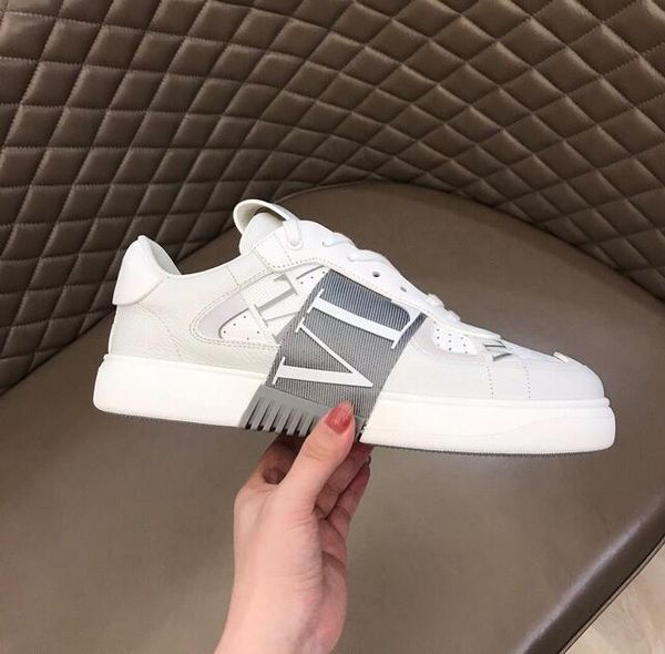 

luxury brand men's shoes casual shoes calfskin lace-up 7n sneakers stitching white black blue gray running shoes low fashion sneakers f