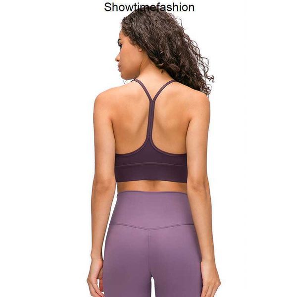 

l-9110 y-type strap sports bras padded fitness wear vest solid color naked-feel yoga bra gym workout soft skin-friendly tank, White