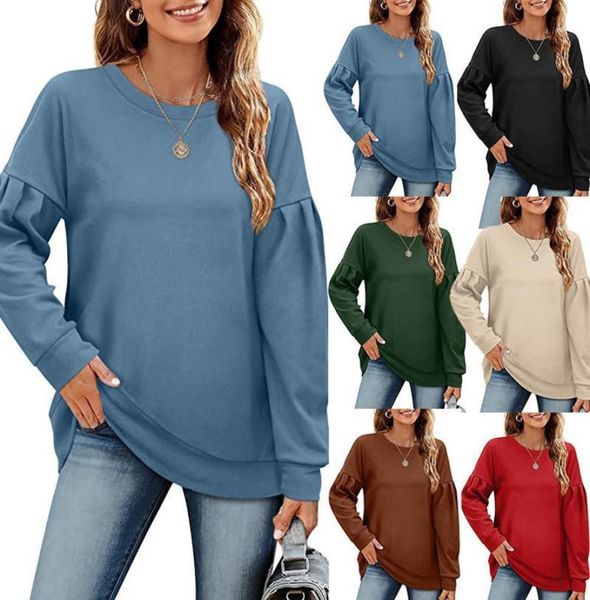 

solid color sweatshirt crewneck panels longsleeved for women2577602, White