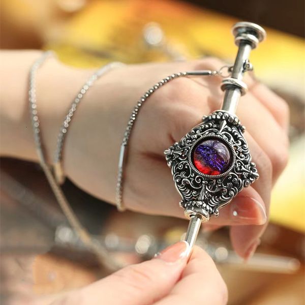 

navel bell button rings magic witch necklace women s vintage blood pack removable wand pendant cosplay jewelry couple lover gift 230830, Silver