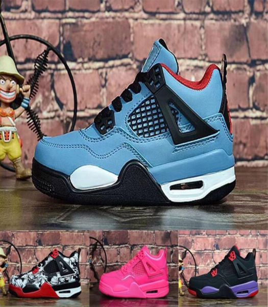 

2019 4 basketball shoes for kids sneakers 4s bred pink boys girls trainers casual walking shoes outdoor iv childrens sports design3313362, Black