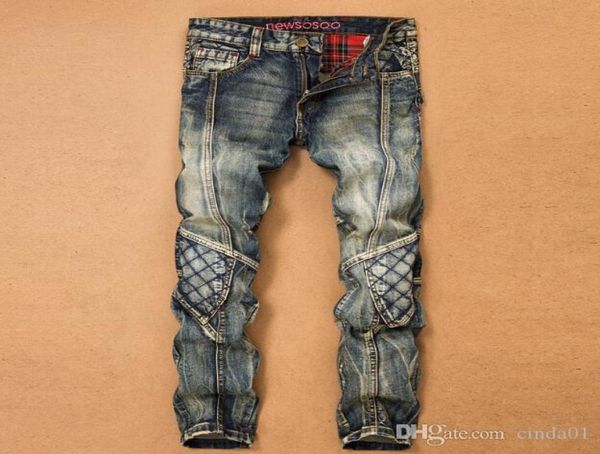 

men clothing vintage jeans slim fit pencil pants long ripped distressed straight elastic denim pants destroyed ripped jeans1498745, Blue