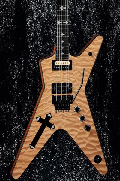 

cro ss natural electric guitar no inlay on first fret floyd rose tremolo bridge