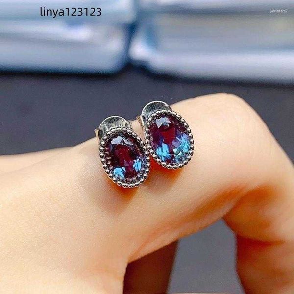 

stud earrings alexandrite color change stone june birthstone solitaire birthday graduation gift, Golden;silver