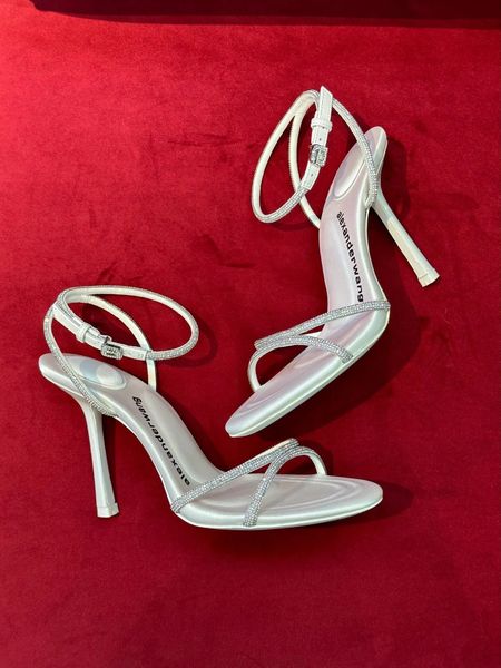 

summer luxury wang dahlia women sandals shoes crystal strappy lambskin lining high heels party wedding pink white black perfect walking eu35