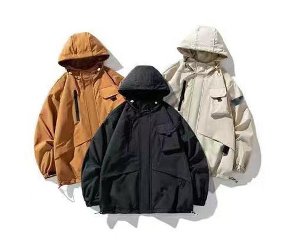 

mens jackets stone luxury island designe spring autumn coat windrunner fashion hooded sports windbreaker casual zipper coats man outerwear c, Black;brown