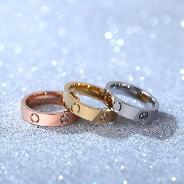 

2023fashion love ring designer ring rose gold silver 4mm 5mm 6mm ring 18k gold plated with diamonds for lovers ring wedding anniversary desi