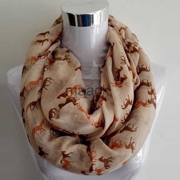 

scarves new fashion mini horse infinity scarf snood running horse scarves for women/ladies hkd230830, Blue;gray