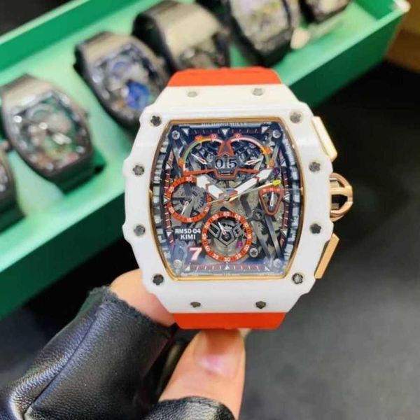 

milles watches richads mille wine bucket watch richad miller rm30 series fully automatic ceramic case white tape mens wristwatch, Slivery;golden
