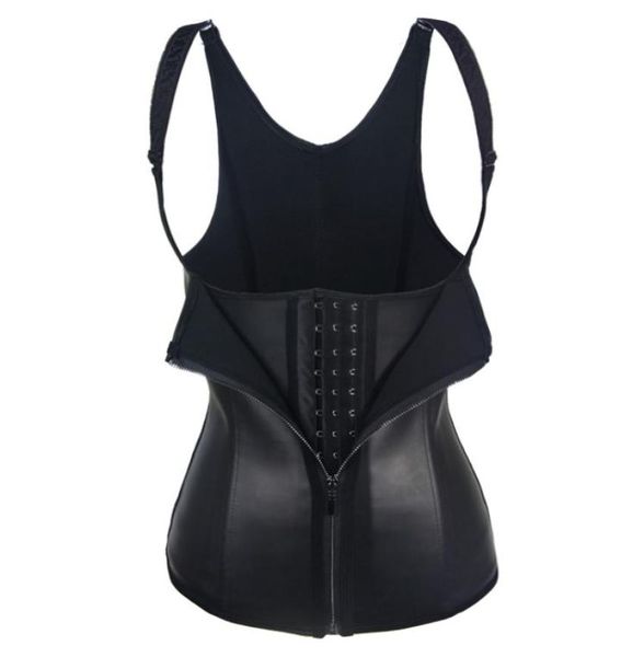 

whole zip latex waist trainer tummy control women waist bodycon corsets cincher body shaper bodysuit vest underwear postpartu2960543, Black;white