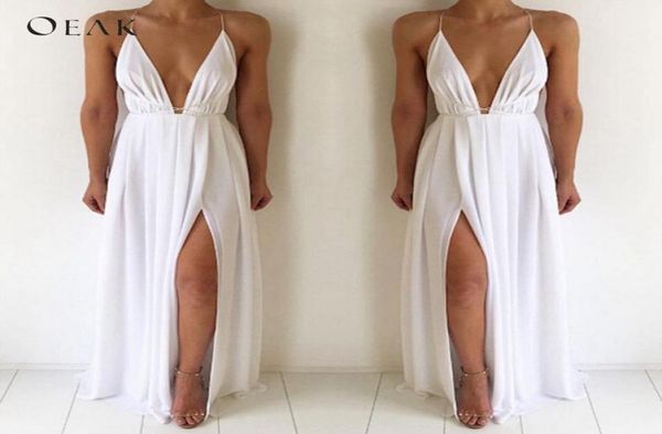 

oeak vneck sleeveless summer dress women white maxi long dress high waist fashion bandage party boho beach vestido5327291, Black;gray